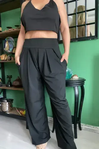 Women's Black Skirted Bustier Suit GLS6300 - 3