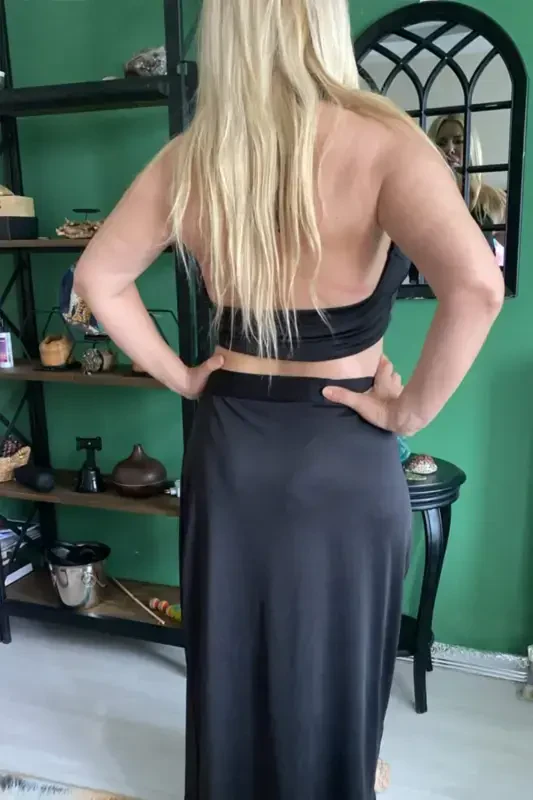 Women's Black Skirted Bustier Suit GLS6300 - 7