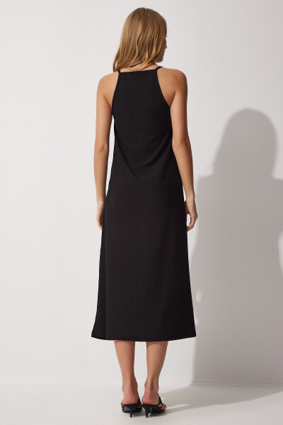 Women's Black Sleeveless Summer Long Knit Dress DZ00078 - 5