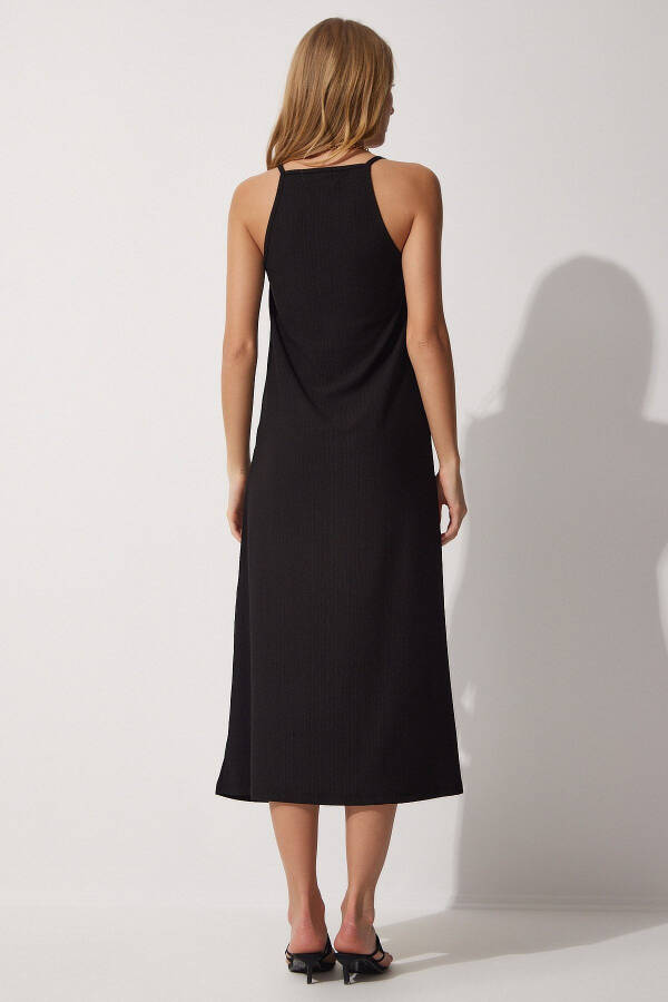 Women's Black Sleeveless Summer Long Knit Dress DZ00078 - 5