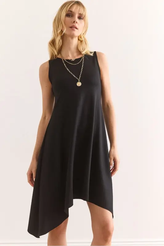 Women's Black Soft Touch Sleeveless Bell Dress ELB-1 - 1