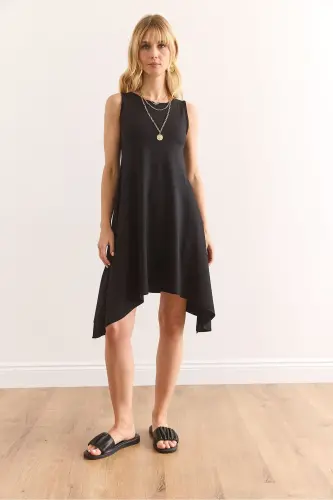 Women's Black Soft Touch Sleeveless Bell Dress ELB-1 - OLALOOK (1)