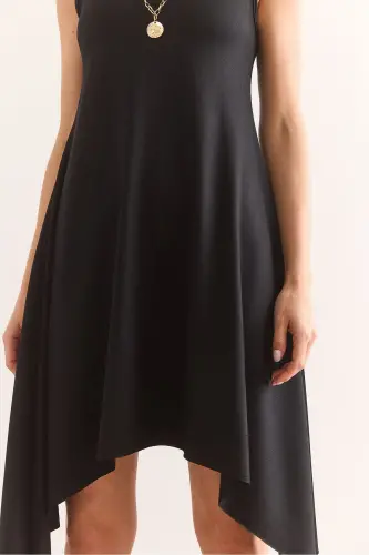 Women's Black Soft Touch Sleeveless Bell Dress ELB-1 - 5