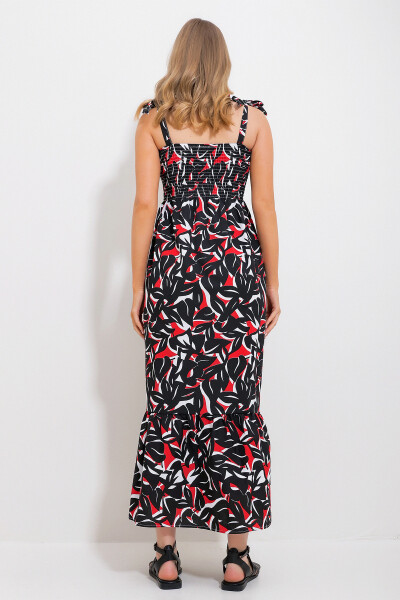 Women's Black Strapless Voluminous Floral Embroidered Woven Dress Alc-X11734 - 5