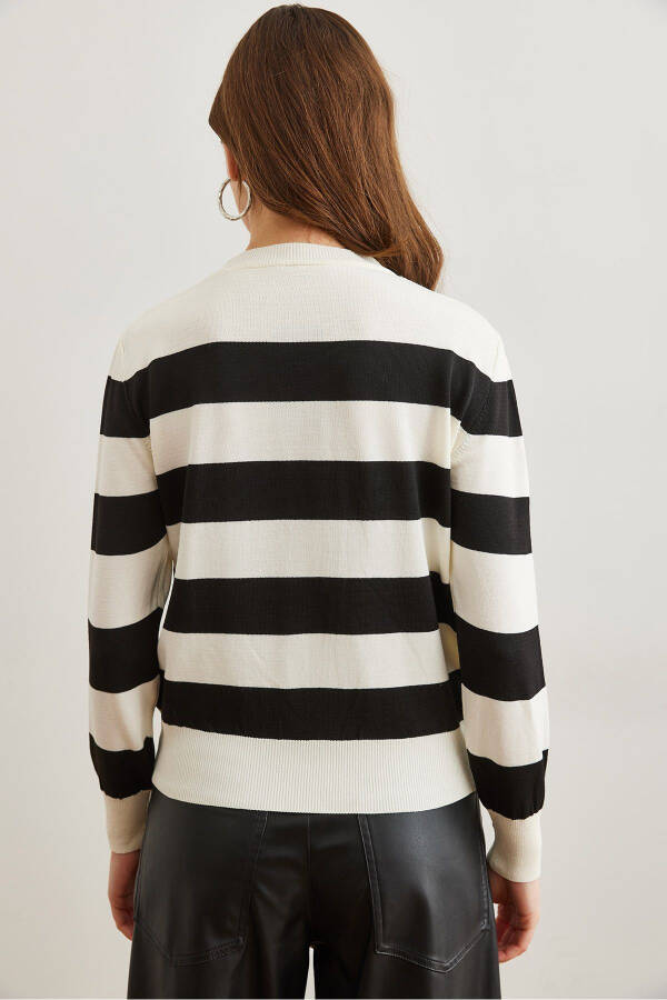 Women's Black Stripe Turtleneck Sweater KZK-19000904 - 2