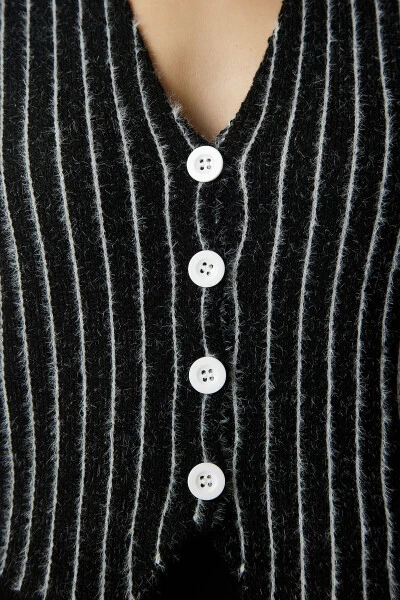 Women's Black Striped Chardon Tricot Vest WF00058 - 6