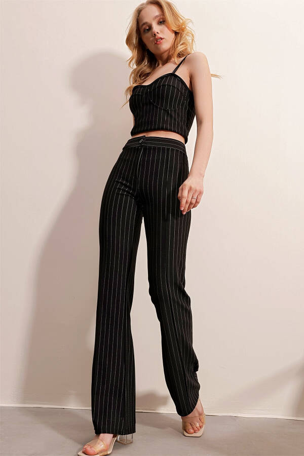 Women's Black Striped Pants ALC-X10113 - 4