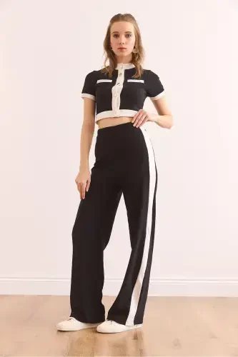 Women's Black Striped Ribbed Set TKM-1900 - 6