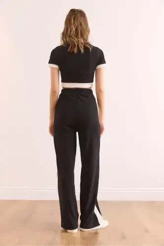 Women's Black Striped Ribbed Set TKM-1900 - 8