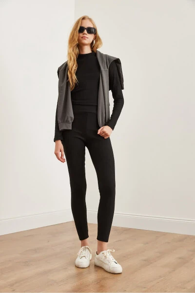 Women's Black Thistled Lace Up and Down Set TKM-19000304 - 3