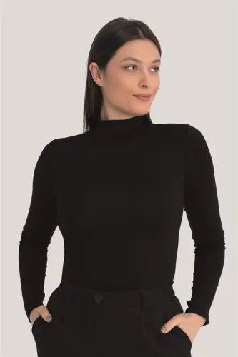 Women's Black Turtleneck Long Sleeve Bodysuit 2-Pack - 4