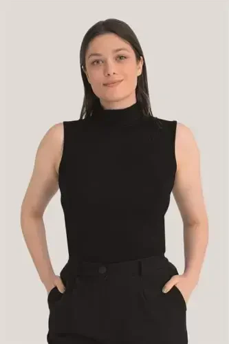 Women's Black Turtleneck Sleeveless Bodysuit 3-Pack - BÜYÜKBEDENIZ (1)