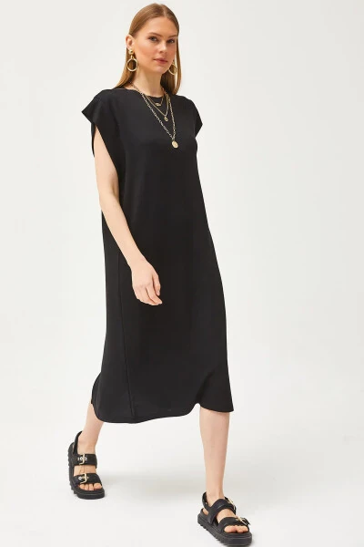 Women's Black Underarm Cutout Back Slit Crystal Dress ELB-19002085 - OLALOOK