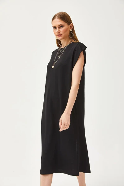 Women's Black Underarm Cutout Back Slit Crystal Dress ELB-19002085 - 5