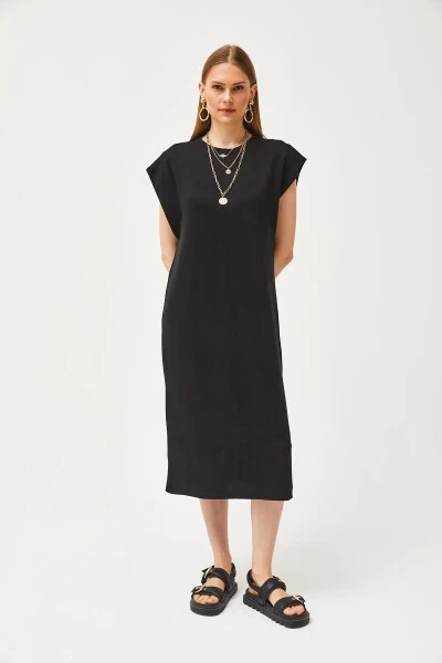 Women's Black Underarm Cutout Back Slit Crystal Dress ELB-19002085 - 6