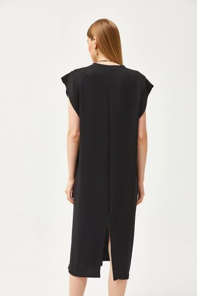 Women's Black Underarm Cutout Back Slit Crystal Dress ELB-19002085 - 7