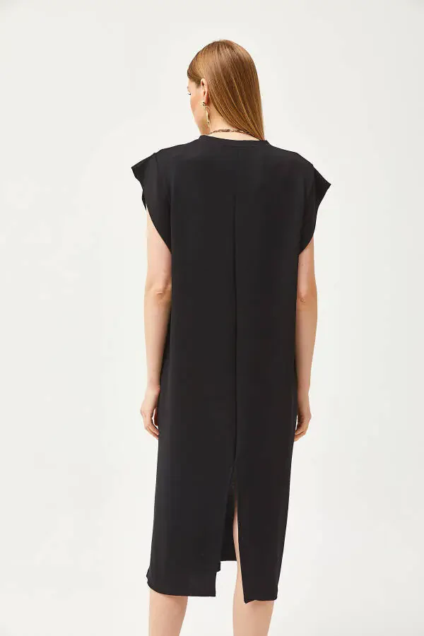 Women's Black Underarm Cutout Back Slit Crystal Dress ELB-19002085 - 7