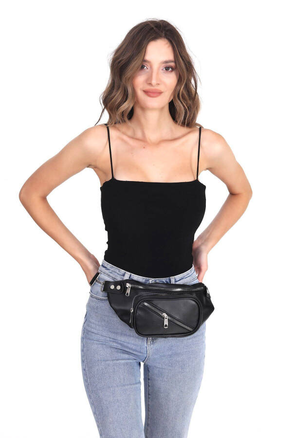 Women's Black Waist and Crossbody Bag - 6