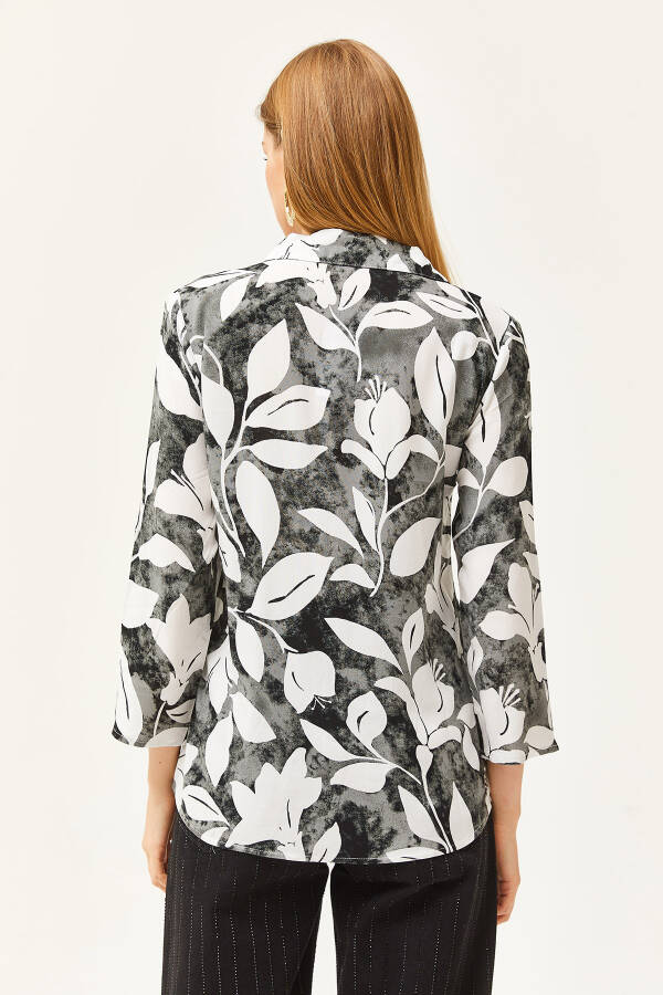 Women's Black Watercolor Effect Woven Shirt GML-19001178 - 2