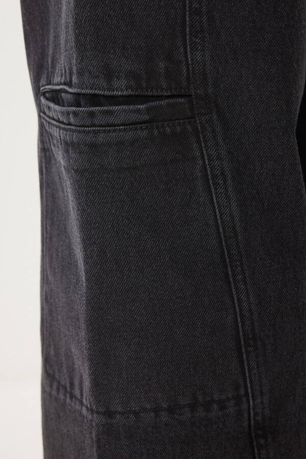 Women's Black Wide Leg Cargo Jeans FN03184 - 8