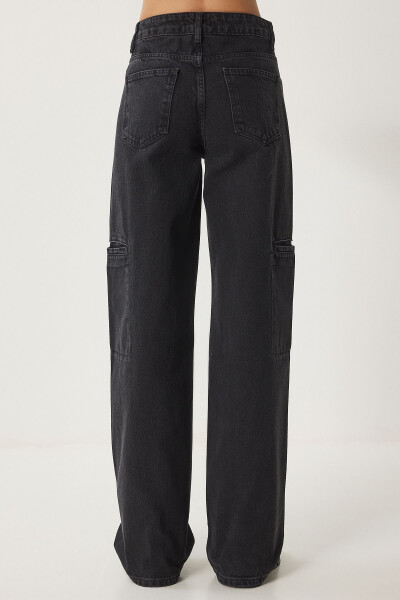 Women's Black Wide Leg Cargo Jeans FN03184 - 9