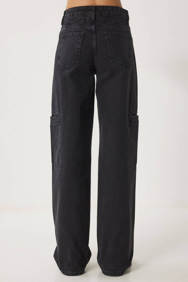 Women's Black Wide Leg Cargo Jeans FN03184 - 9
