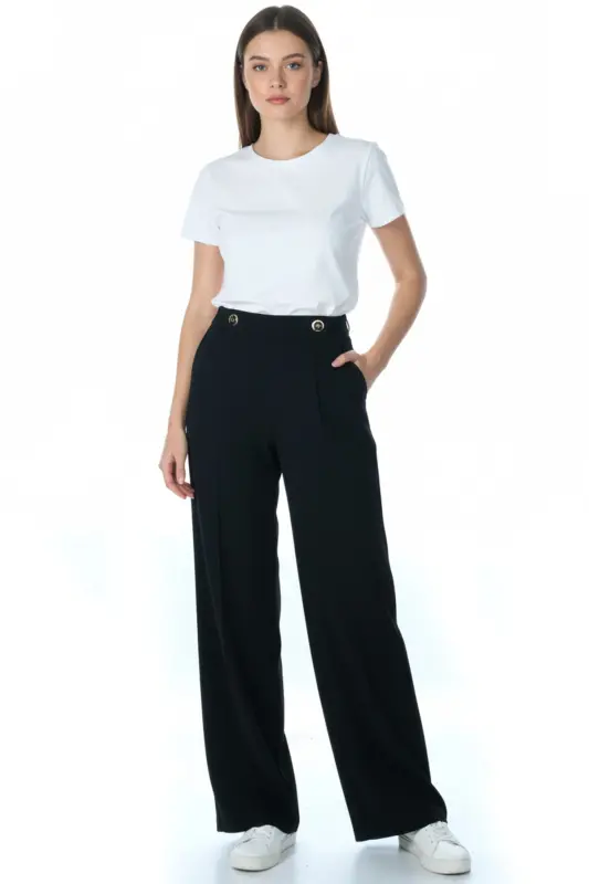 Women's Black Wide Leg Pants - AYHAN