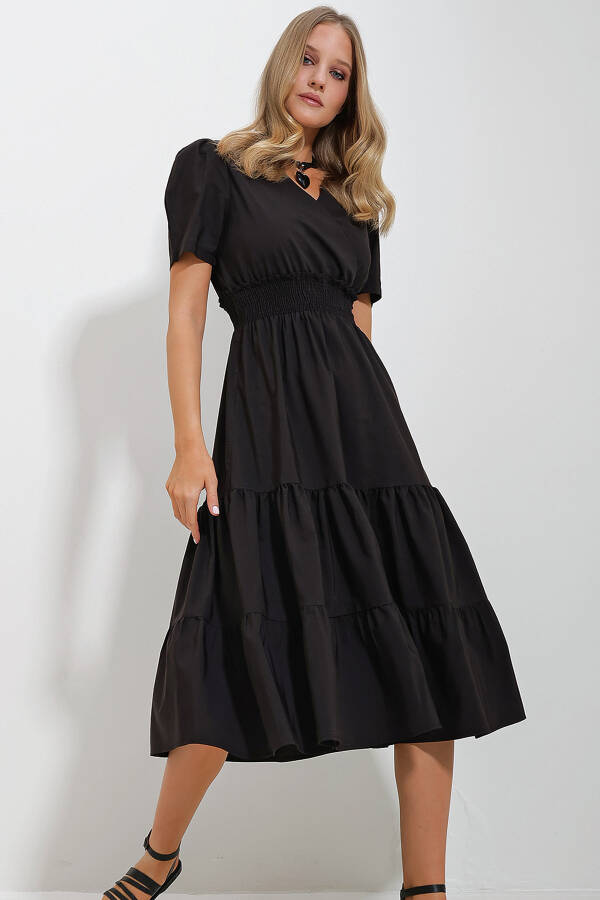 Women's Black Wrap Belted Ruffle Poplin Dress ALC-X11610 - 1