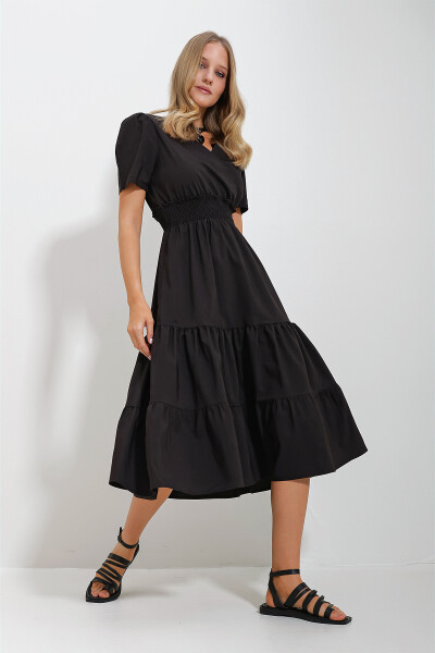 Women's Black Wrap Belted Ruffle Poplin Dress ALC-X11610 - 3
