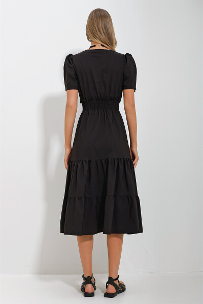 Women's Black Wrap Belted Ruffle Poplin Dress ALC-X11610 - 6