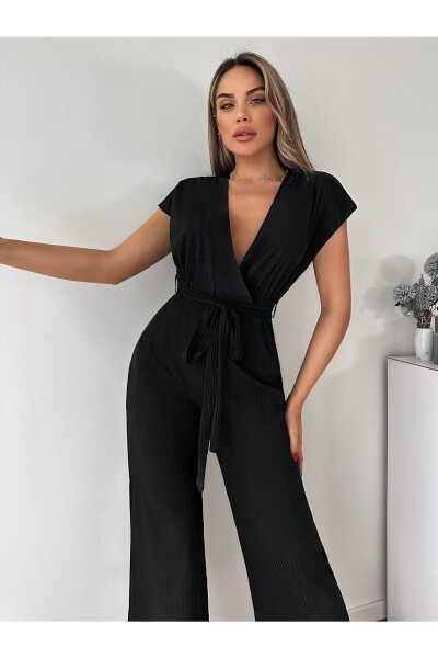 Women's Black Wrap Dress with Belt ARM-20Y042008 - 4