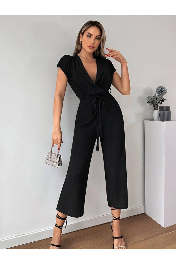 Women's Black Wrap Dress with Belt ARM-20Y042008 - 6