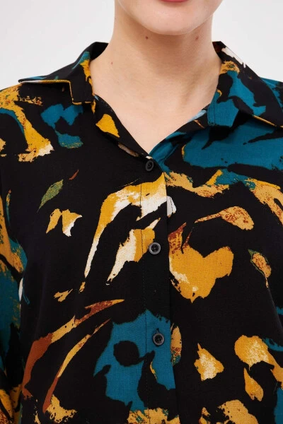 Women's Black-Yellow Patterned Long Sleeve Shirt ARM-25K00 - 4