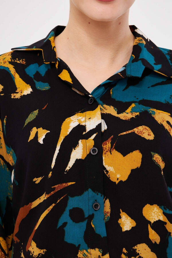 Women's Black-Yellow Patterned Long Sleeve Shirt ARM-25K00 - 4