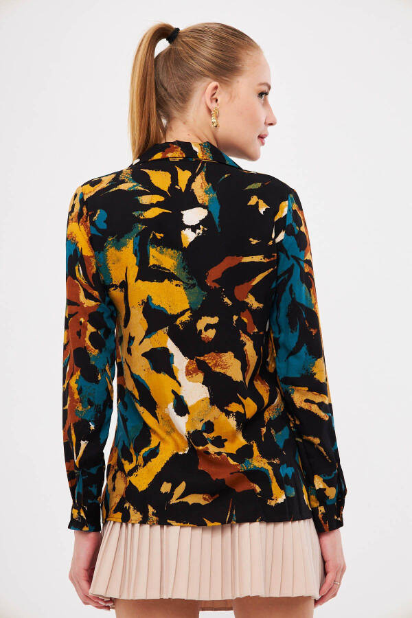 Women's Black-Yellow Patterned Long Sleeve Shirt ARM-25K00 - 5