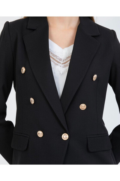 Women's Blazer Jacket Belted Pants Suit Black - 6