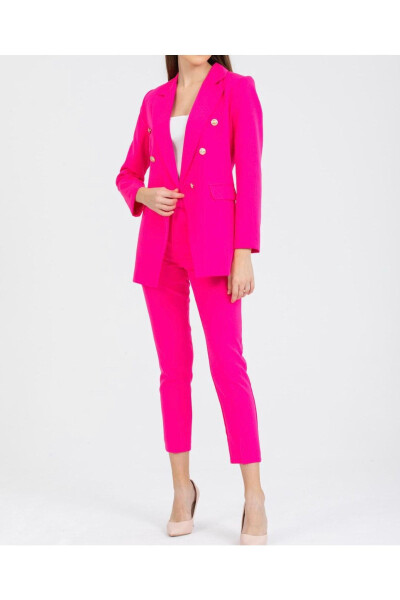 Women's Blazer Jacket Belted Pants Suit Fuchsia - 6