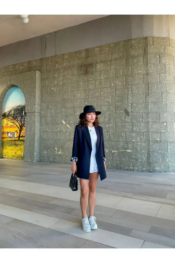 Women's Blazer Jacket Lining Leopard Pattern Detail - 4