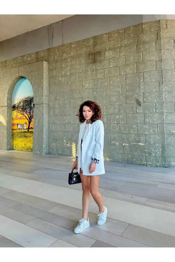 Women's Blazer Jacket Lining Leopard Pattern Detail - 6