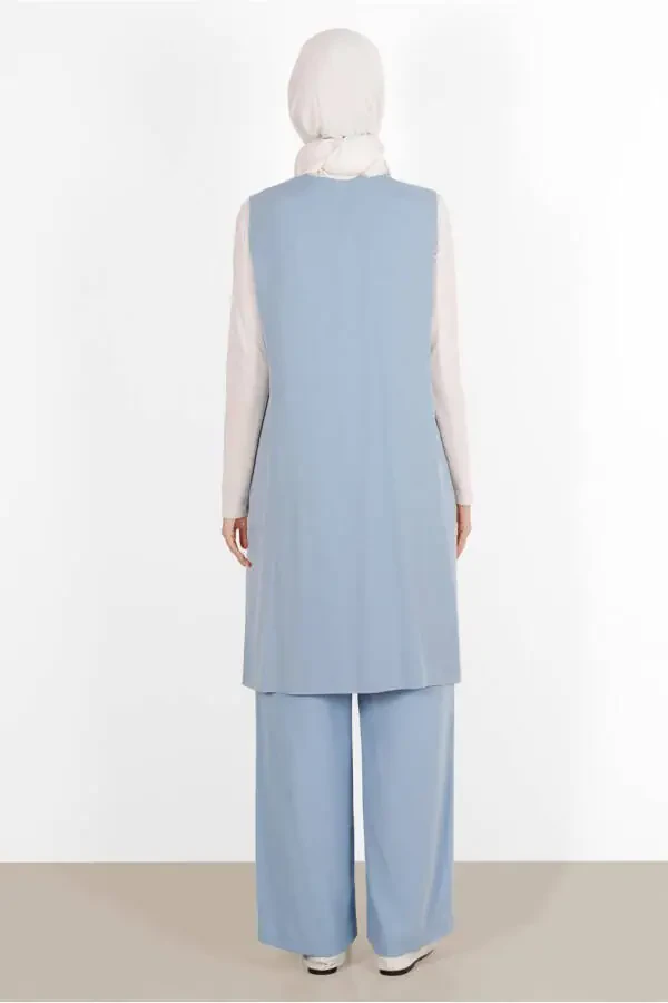 Women's Blue A.Blue Pockets Embroidered Vest 40848 - 3