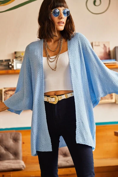 Women's Blue Bat Spring Cardigan HRK-19000057 - OLALOOK