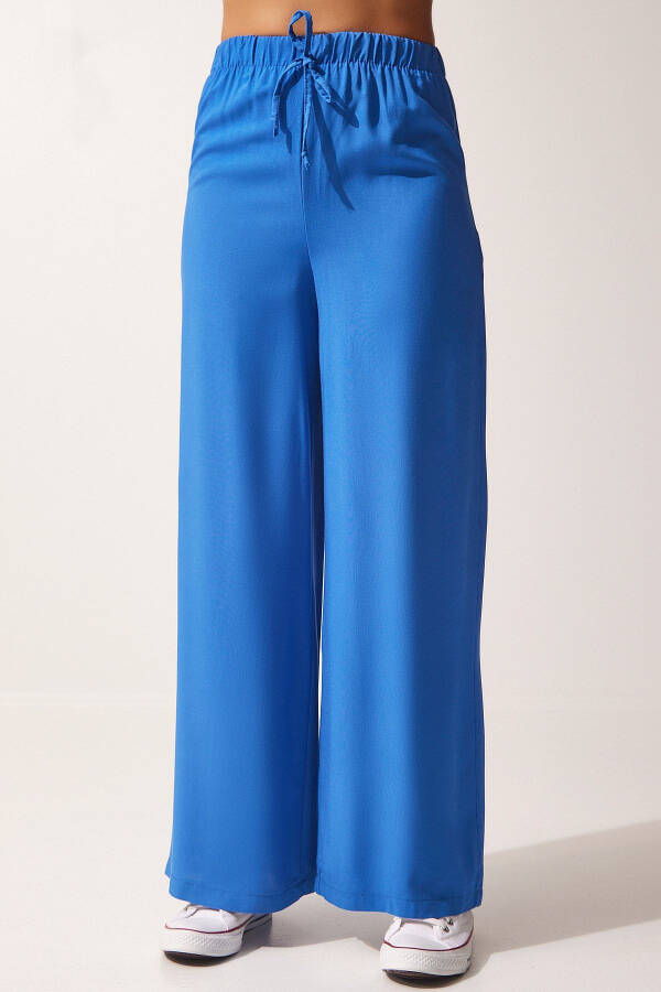 Women's Blue Cotton Viscose Palazzo Pants BV00076 - 4
