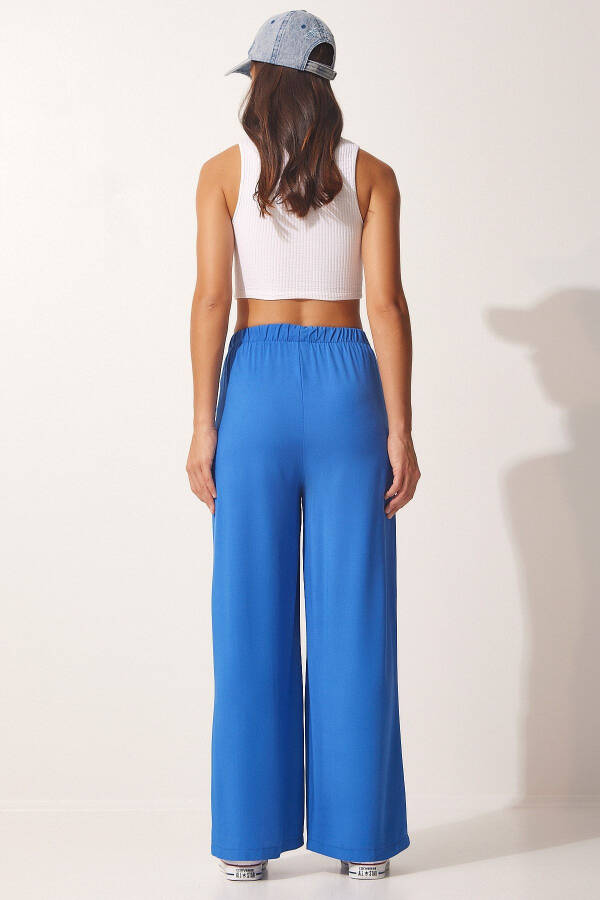 Women's Blue Cotton Viscose Palazzo Pants BV00076 - 5