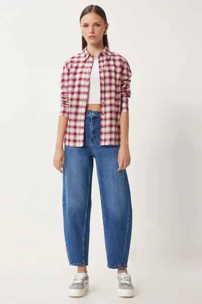 Women's Blue High Waist Baggy Jean UT00022-Blue - HAPPINESS İSTANBUL