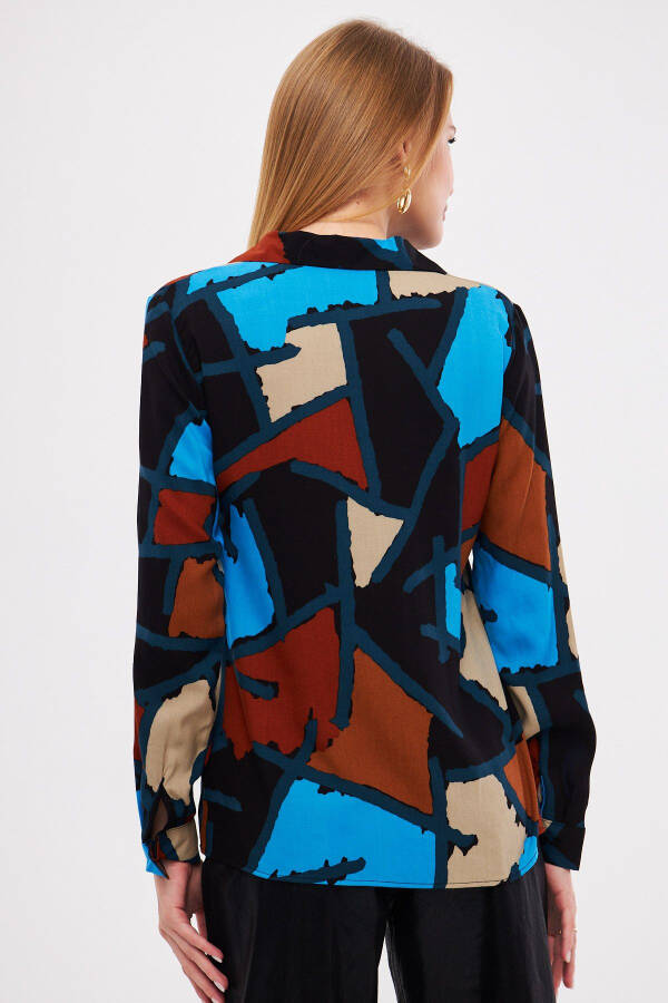 Women's Blue Patterned Long Sleeve Shirt ARM-25K001040 - 6