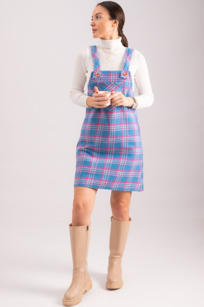 Women's Blue Plaid Pocket Vest ARM-24K001036 - 3