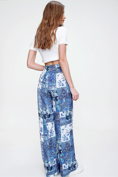 Women's Blue Printed Relaxed Fit Trousers ALC-X6016 - 5