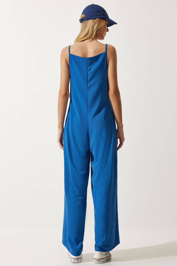 Women's Blue Strappy Loose Knit Overall Jumpsuit BF00095 - 7