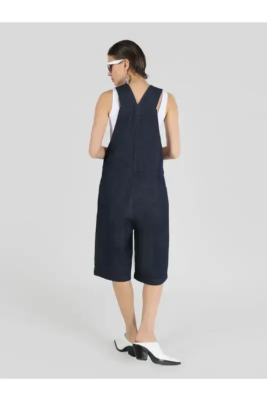 Women's blue, wide leg, regular fit shorts - 2