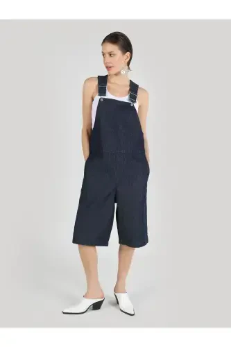 Women's blue, wide leg, regular fit shorts - 4